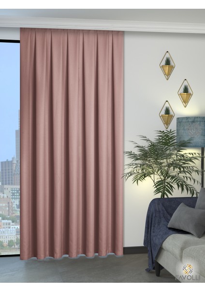 Soft Pembe Pileli Keten Dokulu Fon Perde fiyatları
