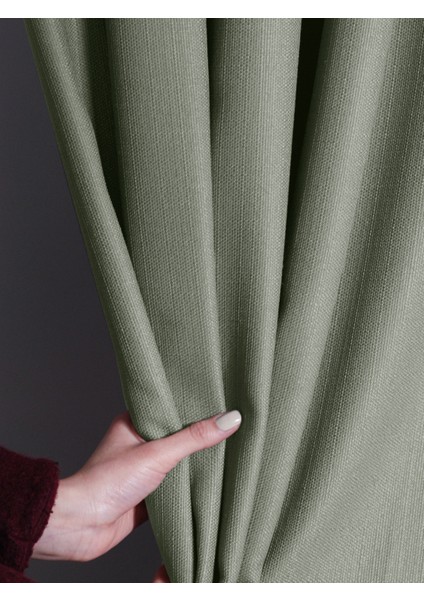 Mint Rengi Pileli Fon Perde Modern Tasarım 270 cm Uzunluk 60 cm Genişlik