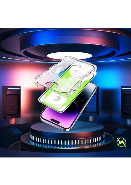 Apple iPhone 13/13 Pro/14/16e Uyumlu Kolay Uygulama Aparatli Tam Kapatan Cam Ekran Koruyucu