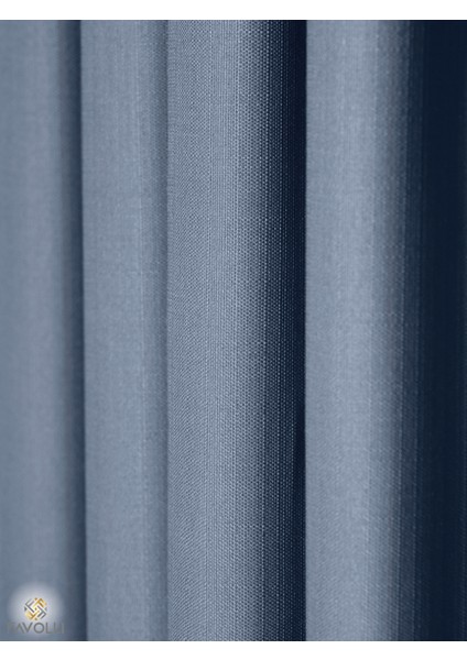 Indigo Rengi Pileli Keten Dokulu Fon Perde