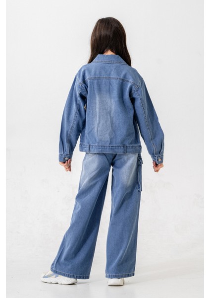 Kız Çocuk Yaka Taşlı Kot Ceket 1548 fırsatları