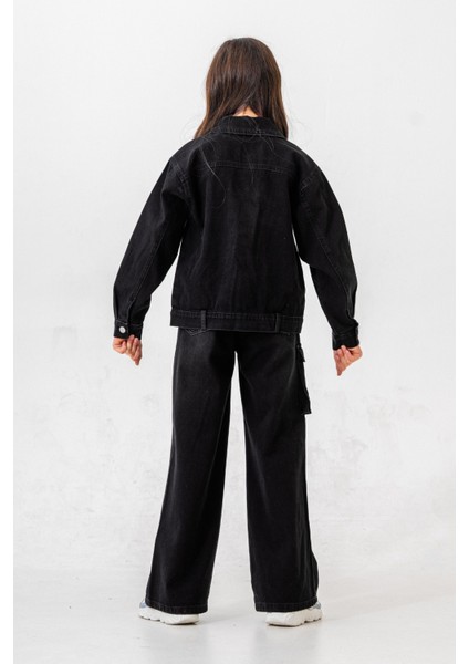 Kız Çocuk Yaka Taşlı Kot Ceket 1548 fırsatları