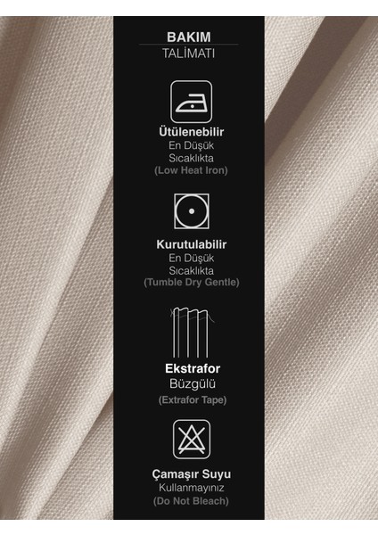 Açık Krem Renk Pileli Keten Dokulu Fon Perde