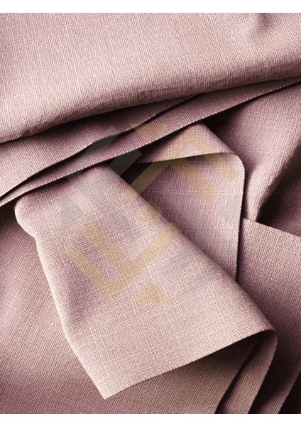 Soft Pembe Pileli Keten Dokulu Fon Perde