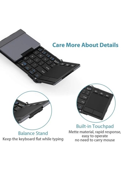 Hassas Touchpadli Katlanır Bluetooth Klavye Koyu Gri modelleri