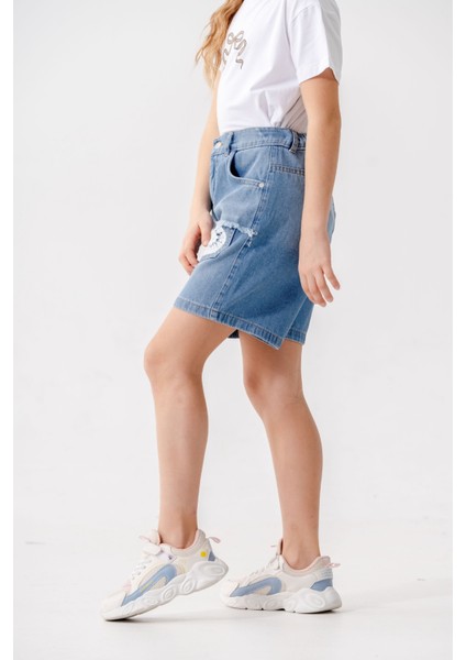 Kız Çocuk Sol Yırtık Kot Şort 2871 fiyatları