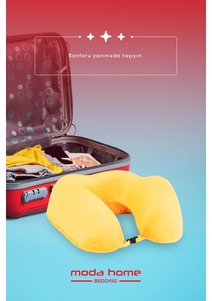 Visco Ortopedik Seyahat Yastığı-Visco Yastık,çıkarılabilir Kılıf, Lüks Seyahat Yastığı Sarı fırsatları