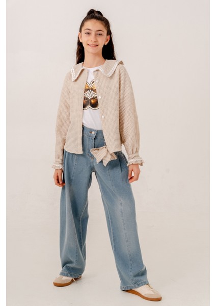 Kız Çocuk Su Taşlı Gömlek T-Shirt Ikili Takım 1805