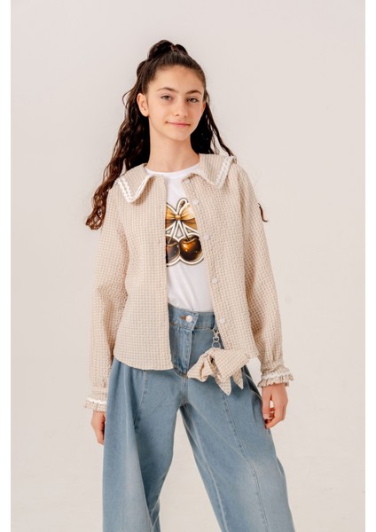 Kız Çocuk Su Taşlı Gömlek T-Shirt Ikili Takım 1805 fiyatları