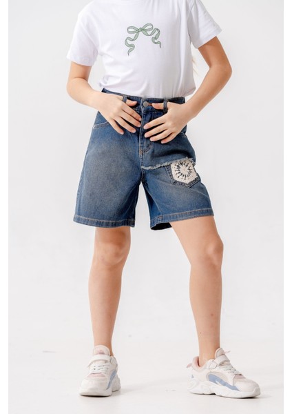 Kız Çocuk Sol Yırtık Kot Şort 2871 fiyatları