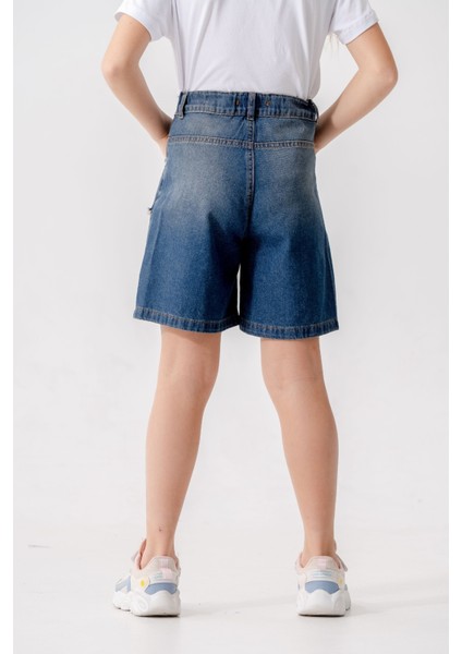 Kız Çocuk Sol Yırtık Kot Şort 2871 modelleri