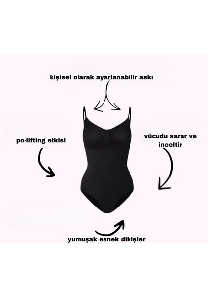 Bodysuit Askılı Toparlayıcı Inceltici Karın Giderici Kadın Dikişsiz Korse Shapewear