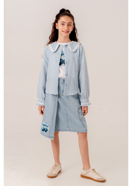 Kız Çocuk Su Taşlı Gömlek T-Shirt Ikili Takım 1805