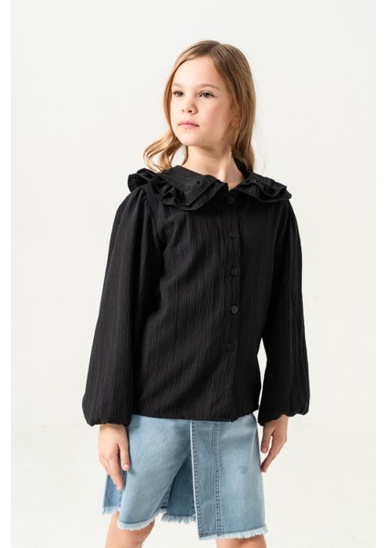 Kız Çocuk Yaka Fırfırlı Gömlek 3144