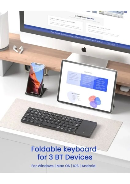 Katlanabilir Bluetooth Klavye Pocket Size Siyah