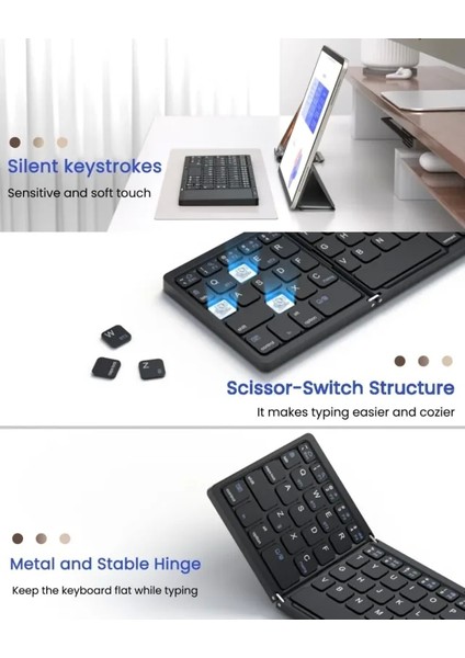 Katlanabilir Bluetooth Klavye Pocket Size Siyah