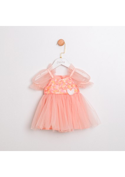 Berry Pul Payetli Somon Renk Kız Çocuk Romper