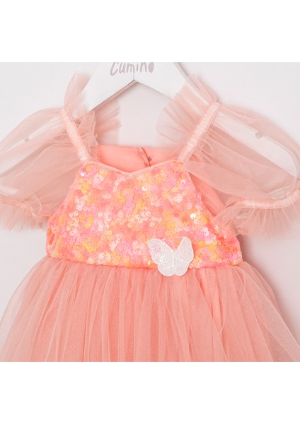 Berry Pul Payetli Somon Renk Kız Çocuk Romper modelleri