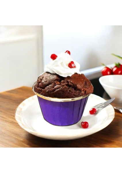 Cup Cake | Sufle Kapsülü | Muffin Kapsülü Mor Asetatlı 25 Adet (43X35mm)
