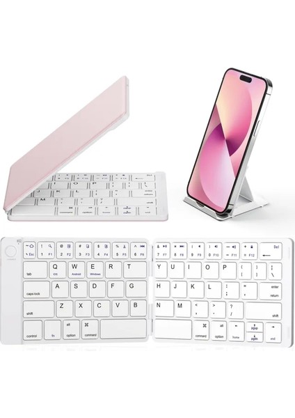 Katlanabilir Bluetooth Klavye (Stand Tutuculu) Pembe Bt x 1