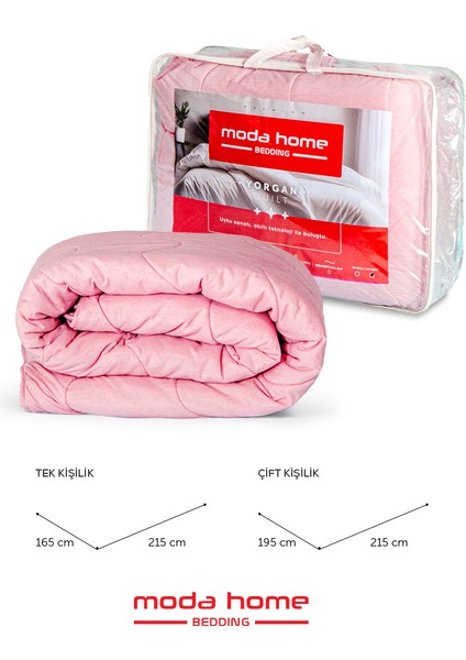Welsoft Pembe Yorgan Seti Tek Kişilik (1adet Silikon Yastık ve Kılıfı hedıye)