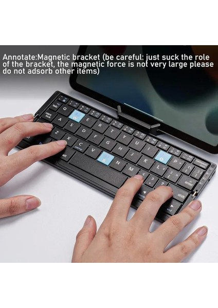 Manyetik Standlı Katlanabilir Bluetooth Klavye Beyaz