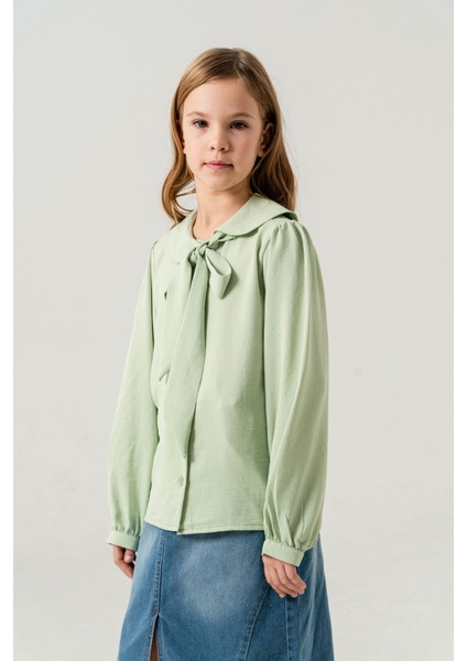 Kız Çocuk Yaka Bağcıklı Gömlek 3146 modelleri