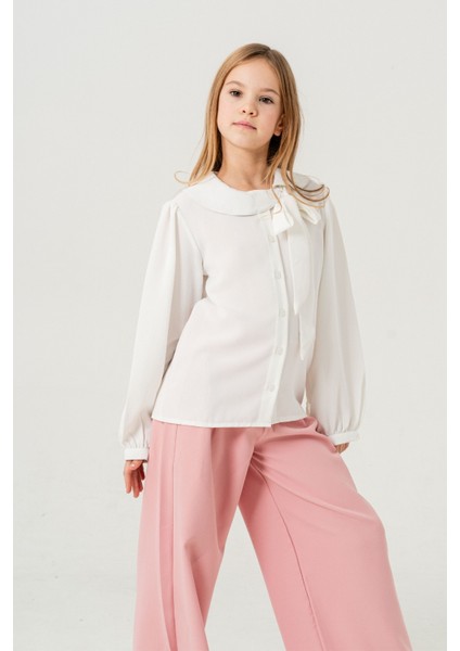 Kız Çocuk Yaka Bağcıklı Gömlek 3146