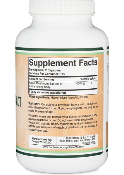 Reishi Mushroom Extract (Mantar Özü Takviyesi) 1000 mg 300 Caps fiyatları