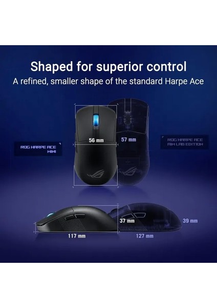 Rog Harpe Ace Aim Lab Edition Kablosuz Gaming Mouse Black Harpe Mini modelleri