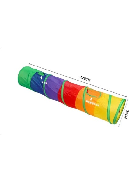 Gökkuşağı Desenli Kedi Oyun Tüneli, Katlanabilir 125 cm