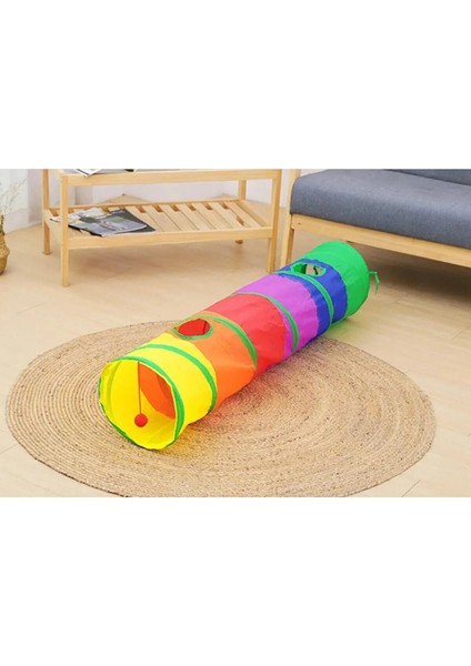 Gökkuşağı Desenli Kedi Oyun Tüneli, Katlanabilir 125 cm fiyatları