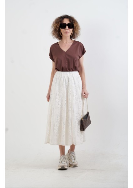 Kahve V Yaka Japone Kol Bluz fiyatları