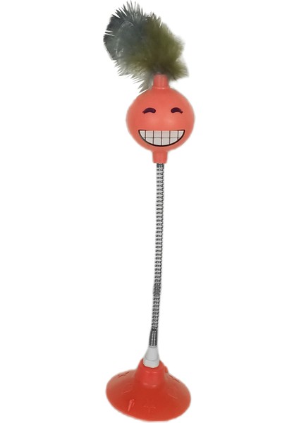 Yaylı Vantuzlu Hacıyatmaz Kedi Oyuncağı 30 cm Turuncu