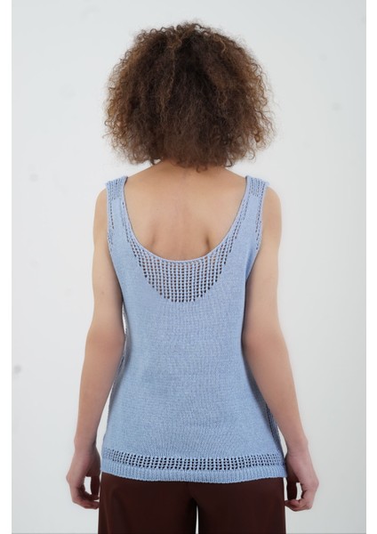 Mavi Delikli Triko Atlet indirimleri