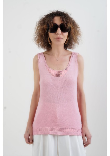 Pembe Delikli Triko Atlet modelleri