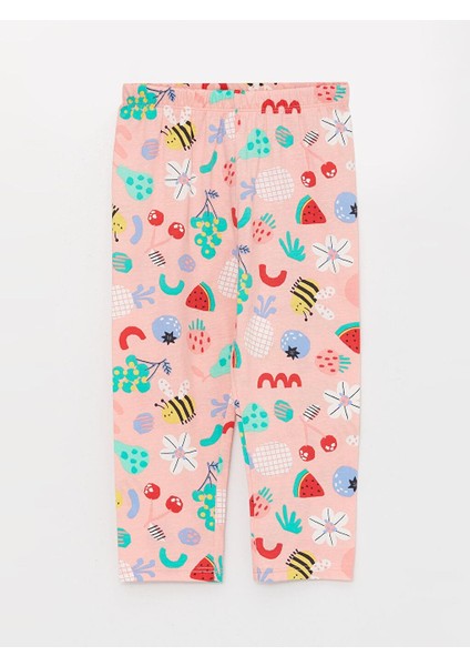 Polo Yaka Kısa Kollu Desenli Kız Bebek Pijama Takımı