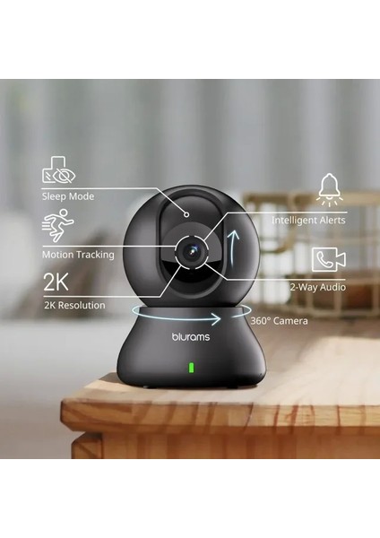 360° 2k İç Mekan Güvenlik Kamerası Siyah fiyatları