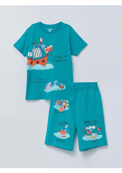 Bisiklet Yaka Baskılı Kısa Kollu Erkek Çocuk Şortlu Pijama Takımı fiyatları