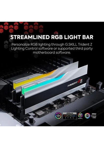 G.skıll Trident Z5 Rgb Serisi (Intel Xmp 3.0) Ddr5 Ram 32GB (2X16GB) 7200MT/S Sliver