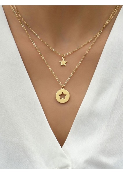 925 Ayar Gümüş Çift Yıldız Kolye