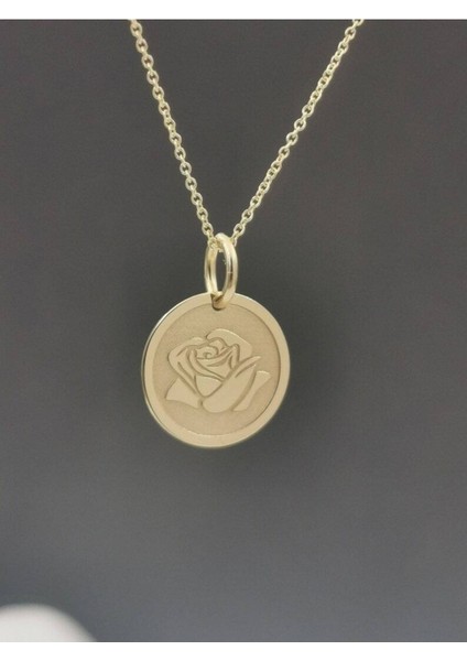 Has Altın Kaplama Işlemeli Tasarım Gül 925K Kolye