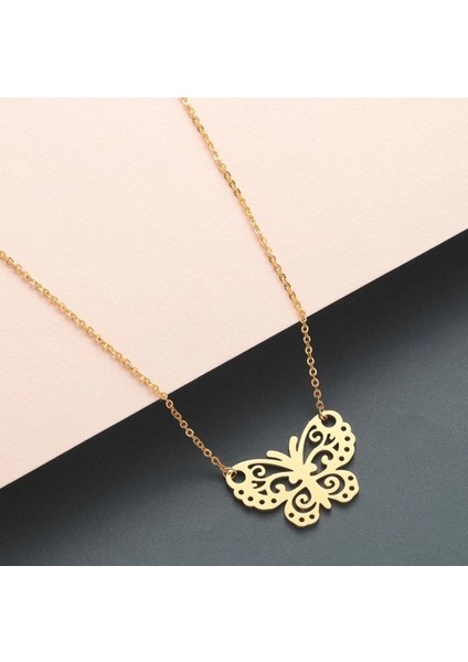 Has Altın Kaplama Kelebek 925K Kolye