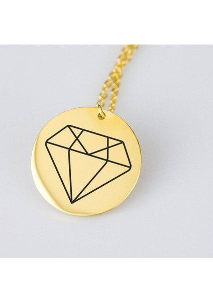 Has Altın Kaplama Elmas Disk 925K Kolye