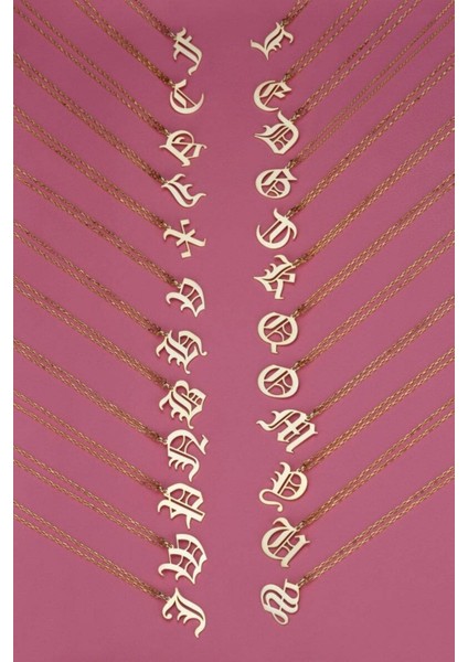 Has Altın Kaplama Old English Font Harf 925K Kolye modelleri