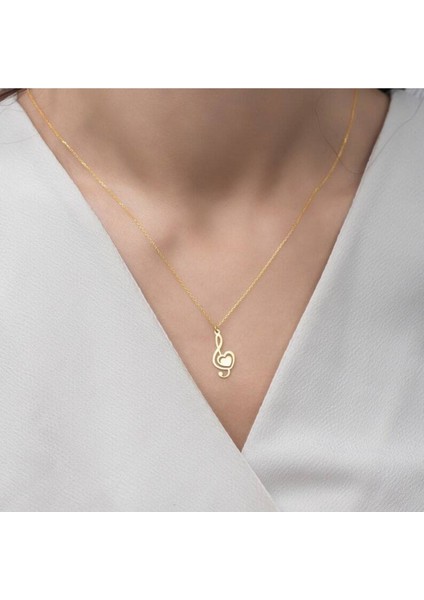 Has Altın Kaplama Üçlü Nota Anahtarı 925K Kolye