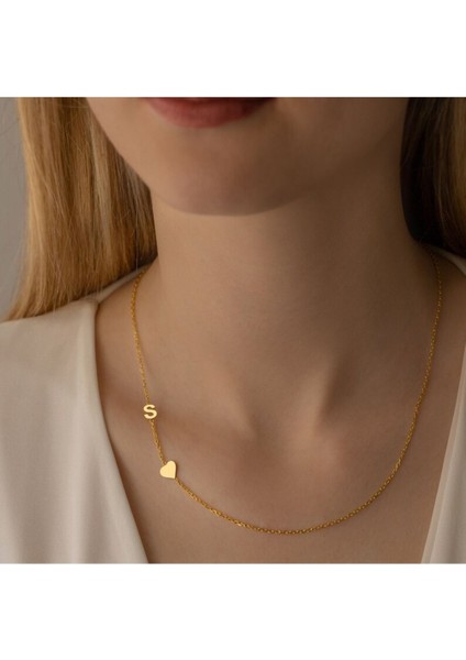 925 Ayar Gümüş Harf Kalp Kolye