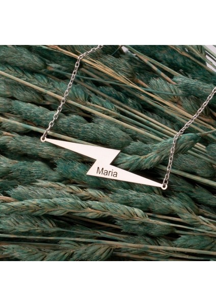 925 Ayar Gümüş Şimşek Isim Tarih Kolye