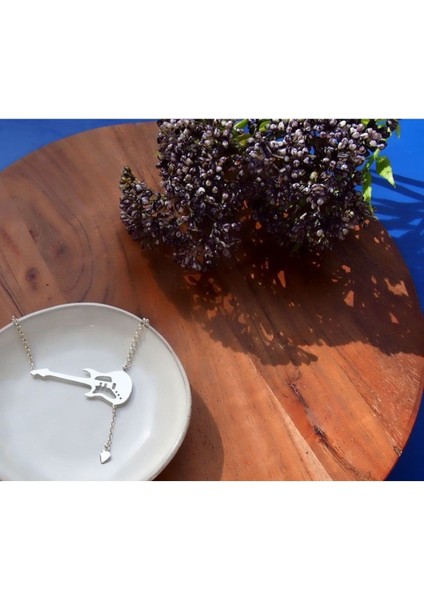 925 Ayar Gümüş Gitar ve Pena Kolye