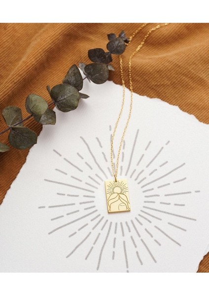 Has Altın Kaplama Güneş-Kız 925K Kolye